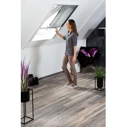Insektenschutz-Rollo HECHT INTERNATIONAL "für Dachfenster", grau (weiß), B:110cm H:160cm, Filatec-Gewebe (2-Komponenten-Kunststoff-Faden), Rollos