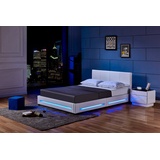 Home Deluxe Bett LED Bett ASTEROID (Set, 3-tlg., inkl. Lattenrost, Matratze & LED Beleuchtung), 160 x 200 cm gepolstertes Kopfteil, Polsterbett, Kunstlederbett weiß