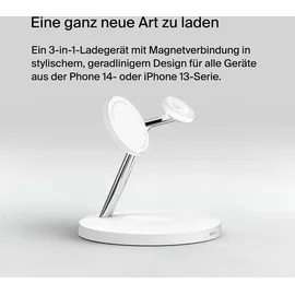 Belkin Drahtloses 3-in-1-Ladegerät mit MagSafe 15 W, Weiß - Weiß