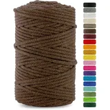 Netuno 1x Makramee Garn Braun 3 mm 100 m Makramee Kordel Baumwolle mit Baumwollkern Baumwollkordel Schnur Bastelgarn farbig für Dekoration Wandbehang Blumenampel Cotton Cord Macrame