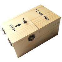NC Nutzlose Box aus Holz, lustiges Mini-Spielzeug, kreative Geschenke, schaltet sich selbst aus, nutzlose Box, lassen Sie mich allein Maschine Box für Geburtstag und Party (Beige, I Love You)