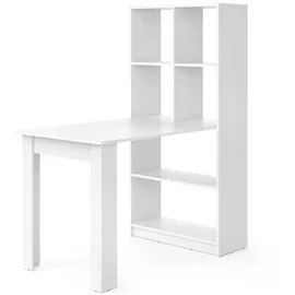 Vicco Schreibtisch Weiß, Computertisch mit Ablage Regal Raumteiler Bürotisch