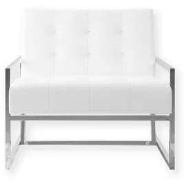 s-style möbel Loungesessel Tampa Bouclé 84 x 81 x 89 cm Weiß/Silber