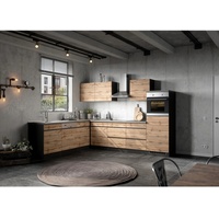 Held Möbel Winkelküche Turin 300 x 240 cm Wotaneiche-Graphit ohne E-Geräte