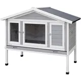 Kerbl Pet Nagerstall 4-Season Superior - Wärmeisoliertes Nagerhaus, Doppelwandige Bauweise, Stabile Gitter, Plexiglasscheiben, Wetterfestes Bitumendach, 130x66x110 cm,