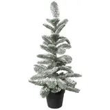 Gasper Künstlicher Weihnachtsbaum H 67 cm NOBI, H 67 cm - Grün Weiß - Kunststoff - beschneit mit Übertopf