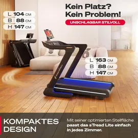 Sportstech sTread Lite | Klappbar | LED-Beleuchtung | Bis 20 km/h - Schwarz