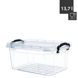 Centi Box SOFIA, 13.7 L, 42x27,5x17,5cm, Transparent, schwarze Griffe, Lebensmittelecht, PP