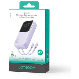 Joyroom Powerbank Geräumig 30W 10000mAh / Kabelbeleuchtung und Usb-C Lila