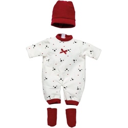 Llorens Puppenkleidung Pyjamaset mit Mütze, 40-42 cm, Made in Europe rot|weiß