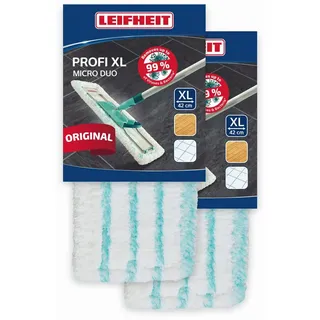 Leifheit 2er Set Wischbezug Profi XL Micro duo, 42 cm Bezug Glatte Böden
