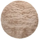 KADIMA DESIGN Hochflor Teppich Shaggy waschbar Unifarben Schlafzimmer schmutzabweisend Beige Rund 160D | 100% Polyester | Florhöhe: 33 mm | pflegeleicht