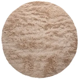 KADIMA DESIGN Hochflor Teppich Shaggy waschbar Unifarben Schlafzimmer schmutzabweisend Beige Rund 160D | 100% Polyester | Florhöhe: 33 mm | pflegeleicht