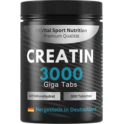 Creatin Monohydrat 3000 Giga Tabs von EXVital Sport Nutrition 300 Tabletten K...