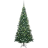 vidaXL Künstlicher Weihnachtsbaum mit Beleuchtung Kugeln Grün 240 cm