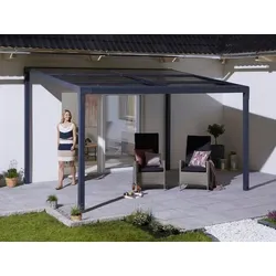 Anbaupavillon »Anguilla«, Schiebedach, in 292 cm und 392 cm Breite, Höhe: 208 bis 262 cm, Alu, 79212614-0 anthrazit B/T: 392 cm x 305 cm