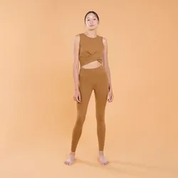 Yoga Leggings Damen - Premium zimtbraun, braun, S