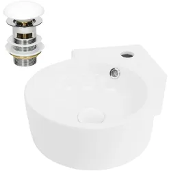LuxeBath Keramik Waschbecken Handwaschbecken mit Ablaufgarnitur Weiß 450x360x130mm