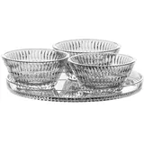 Nachtmann 4-teiliges Servier Set aus 1x Teller und 3x Schalen, Ethno, 105766, Kristallglas, spülmaschinenfest