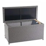 Mendler Poly-Rattan Kissenbox HWC-D88, Gartentruhe Auflagenbox Truhe Basic grau, 63x135x52cm 320l