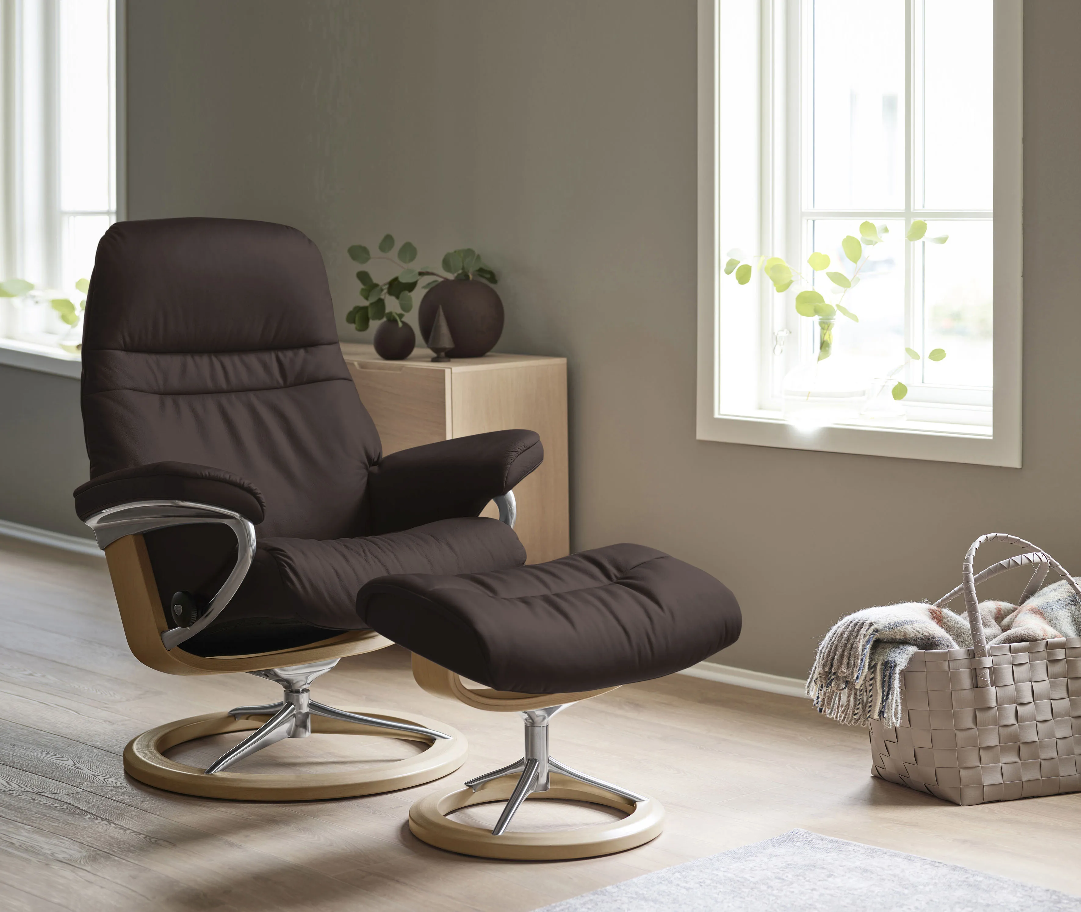 Stressless® Fußhocker »Sunrise«, mit Signature Base, Gestell Eiche Stressless® chocolate PALOMA