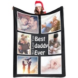 BYWEXCLESD Personalisierte Decke Fotodecke mit Eigenem Foto Personalisiert Kuscheldecke mit Fotos, Fotogeschenke für Freundin, Mama, Papa, Oma, Opa, Muttertagsgeschenk Geburtstag, 6 Fotos