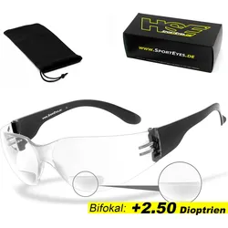 Sportbrille | SPRINTER 2.3 +2.50 Dioptrien | Leseteil | beschlagfrei farblos No Size
