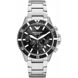 Emporio Armani AR11360 Diver 42mm Schwarz Zifferblatt Herrenuhr NEU - silber