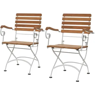 BUTLERS 2er Set Gartenstuhl klappbar B 56 x T 55 x H 89 cm Akazienholz Eisen -PARKLIFE- Sitzgelegenheit für Garten & Balkon | Klappstuhl für Terrasse & Esszimmer