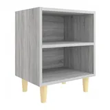 vidaXL Nachtschrank mit Massivholz-Beinen 40 x 30 x 50 cm Grau
