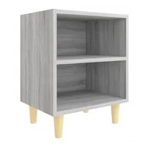 vidaXL Nachtschrank mit Massivholz-Beinen 40 x 30 x 50 cm Grau