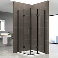 iflair I-flair Duschkabine Belle Eck-Duschkabine mit Falttür 80 x 80 cm schwarz Sicherheitsglas DK63