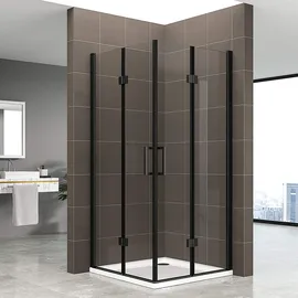 iflair I-flair Duschkabine Belle Eck-Duschkabine mit Falttür 80 x 80 cm schwarz Sicherheitsglas DK63