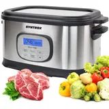 Syntrox Germany Marsipu Sous Vide Garer – Vakuumgarer für präzise Niedrigtemperatur-Garen, 6L, Edelstahl, 520W, für Fleisch, Fisch, Gemüse un... - Schwarz/Silber