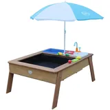 AXI Sand und Wassertisch mit Sonnenschirm Linda Braun Sonnenschirm Blau Weiß