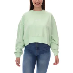 Sixth June Damen Crop-Pullover mit Sixth June Stickerei Rundhals-Pullover Langarm-Shirt W33810ESW Mintgrün - S