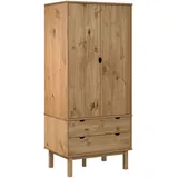 vidaXL Kleiderschrank Garderobenschrank Garderobe Schlafzimmerschrank Hochschrank Holzschrank Schrank mit Schublade 76,5x53x172cm Massivholz Kiefer