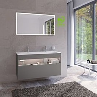 Keuco Stageline Waschtisch-Unterschrank 32882290100 120 x 62,5 x 49 cm, Lack Inox Seidenmatt, Glas Inox satiniert, mit Elektrik