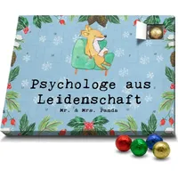 Mr. & Mrs. Panda Schoko Adventskalender Psychologe Leidenschaft - Blau Pastell - Geschenk, Schokoladen Adventskalender, Studium, Therapeut, Danke, ... - Blau