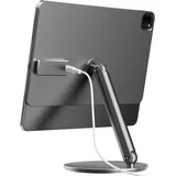 LULULOOK Magnetisch Kabelloses Laden Ständer für iPad Pro 13" M5(2025)/M4(2024), Faltbar iPad Pro Ständer mit 360° Schwenk Basis, 18W Aufladen Aluminium Alloy Tablet Ständer mit USB C Kabel