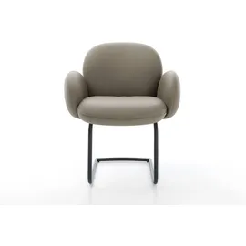 DeLife Freischwinger Nube-Flex mit Armlehnen Echt-Leder Schlamm Freischwinger rund Schwarz Taschenfederkern,