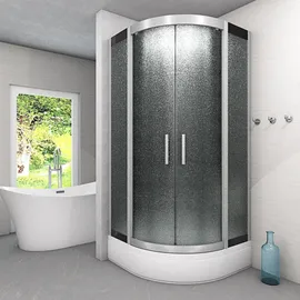 AcquaVapore D58-53M1 Komplettdusche mit Schiebetür 90 x 90 cm schwarz Sicherheitsglas D58-53M1