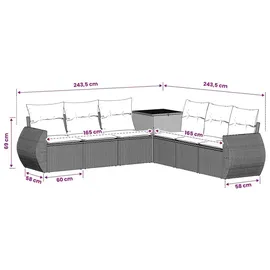 vidaXL Sofa Set 7-tlg. Hellgrau/Dunkelgrau Polyrattan/Stahl