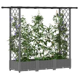 vidaXL Hochbeet mit Rankgitter und Dach 164 x 40 x 123 cm Hellgrau