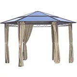 Gravidus Gartenpavillon Gartenzelt Pavillon Metallpavillon mit Seitenwänden 6eckig 200cm