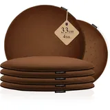 Ampara - 4er Set Stuhlkissen rund 33 cm - rutschfest & Gemütlich - Sitzkissen Filz rund | für Stuhl, Bank, Hocker etc. (Braun)