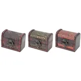 HMF 6415-108 Schatztruhe mit Schloss, Schatzkiste, Holzkiste Ringbox zur Verlobung oder Hochzeit, 3er Set, 8 x 5 x 6 cm