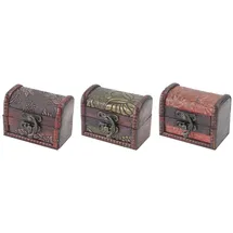 HMF 6415-108 Schatztruhe mit Schloss, Schatzkiste, Holzkiste Ringbox zur Verlobung oder Hochzeit, 3er Set, 8 x 5 x 6 cm