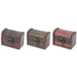 HMF 6415-108 Schatztruhe mit Schloss, Schatzkiste, Holzkiste Ringbox zur Verlobung oder Hochzeit, 3er Set, 8 x 5 x 6 cm