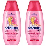 Schwarzkopf Haarshampoo 2 x Schauma Kids Shampoo + Balsam für Mädchen Vegane Formel 250ml